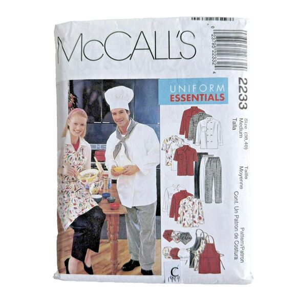 McCalls 2233 Unisex Chef Sewing Pattern Uniform Pattern Med 38-40 CUT - Picture 1 of 2